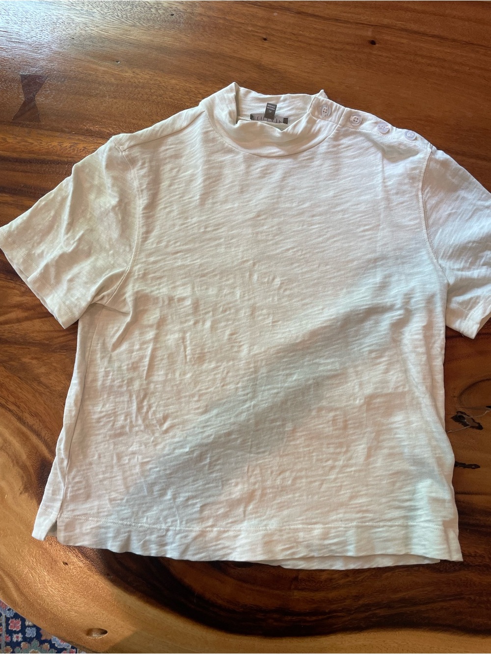 Lilla P White Short Sleeve Button-Shoulder Tee